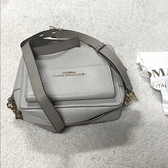 bruno magli leather backpack Marta Sholder Bag tone studs Signature embossed hangtag Made in Italy Bruno Magli Royal Blue Leather